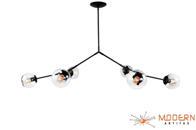 Black Matter 3 Branching Chandelier Steel Fixture Oil Rubbed Bronze Finish and Clear Glass Globes