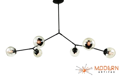Black Matter 4 Branching Chandelier Steel Fixture with Oil Rubbed Bronze Finish and Smoke Glass Globes