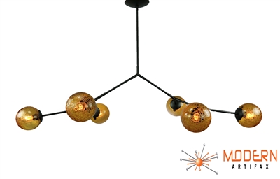 Black Matter 5 Branching Chandelier Steel Fixture with Oil Rubbed Bronze Finish and Vintage Crackle Glass Globes