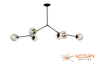 Black Matter 7 Branching Chandelier Steel Fixture with Oil Rubbed Bronze Finish and Vintage Crackle Glass Globes