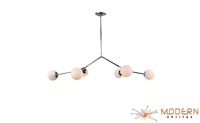 Dendroid 4  Branching Stainless Steel Fixture with White Glass Globes